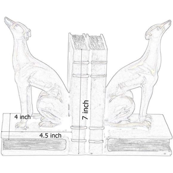 Decorative Books Bookends Greyhound Dog Animal Book Ends Heavy Duty Stoppers - Picture 3 of 6